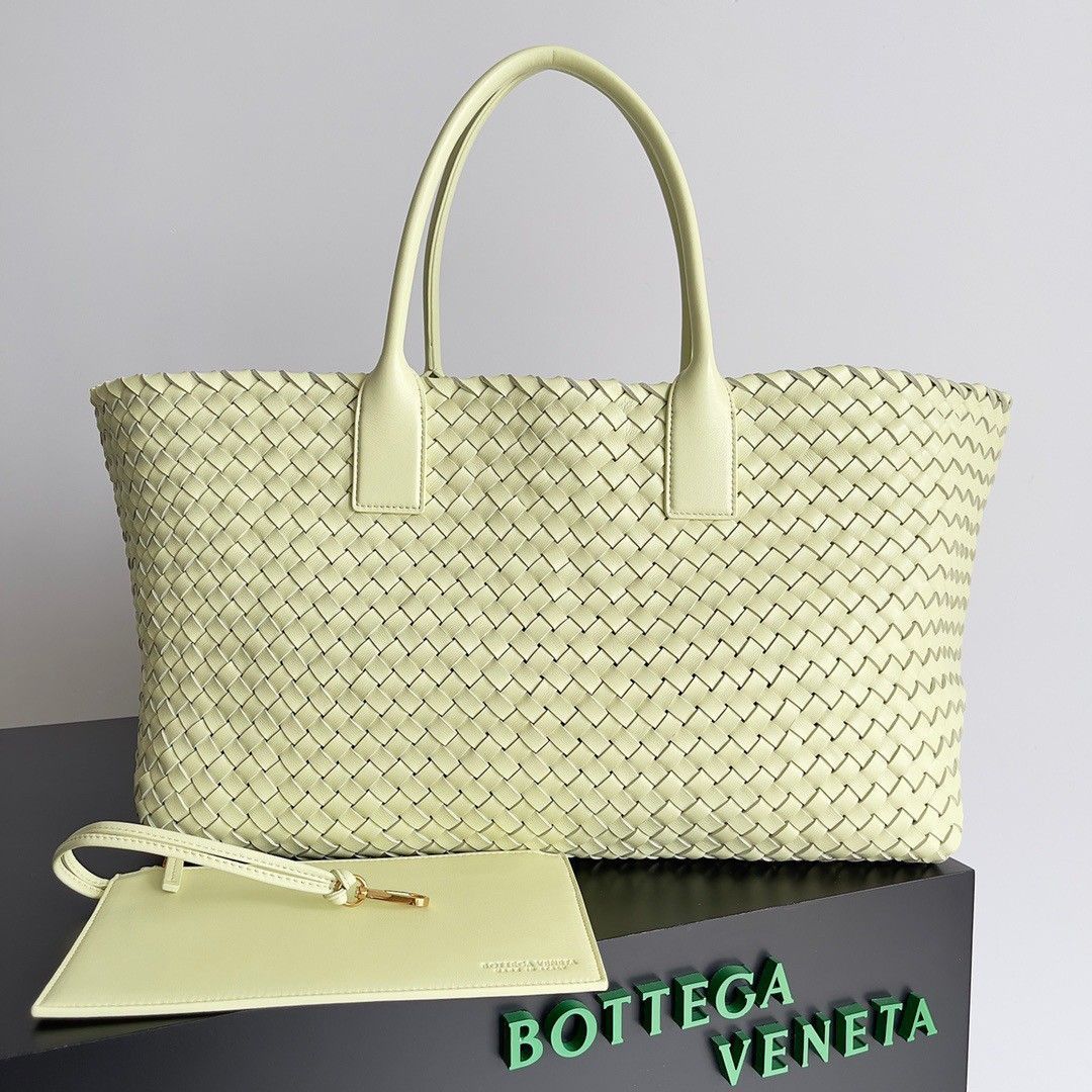 Bottega Veneta Cabat Large Bag In Zest Washed  Intrecciato Lambskin